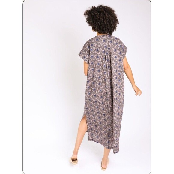 Seek Collective Mocha Swirls Purple Cotton Pattern Maxi Dress Oversized Size XS - Picture 2 of 13